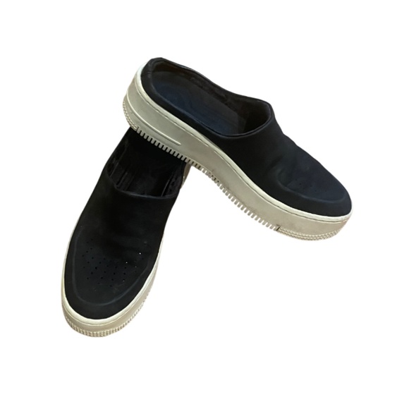 Sold out Nike Air Force One Black nub buck Platform sneaker Mules 7 - Picture 1 of 6